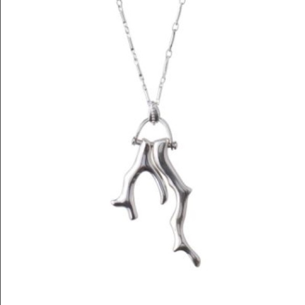 Stella & Dot Silver Coral Necklace